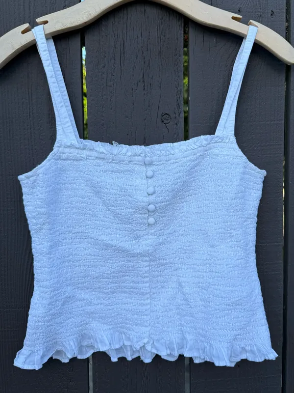 Madewell Lucie Smocked Tank Top White Size Small - Image 5