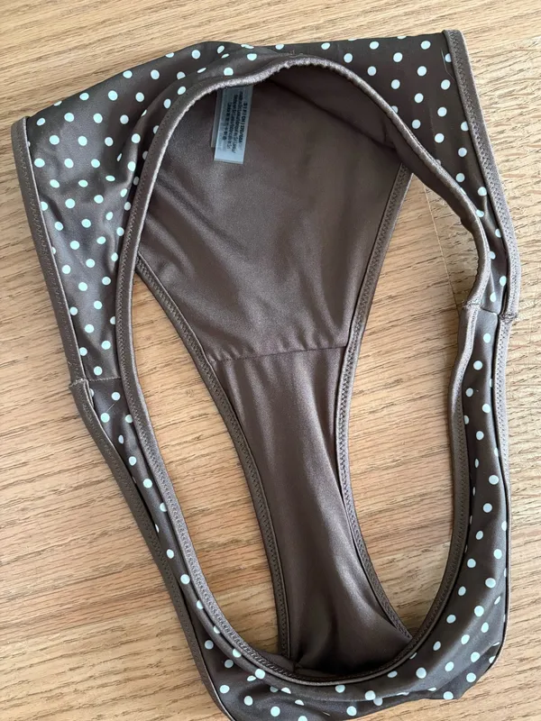 Frankie's Bikinis Brown and White Polka Dot Balconette Bikini - Image 2