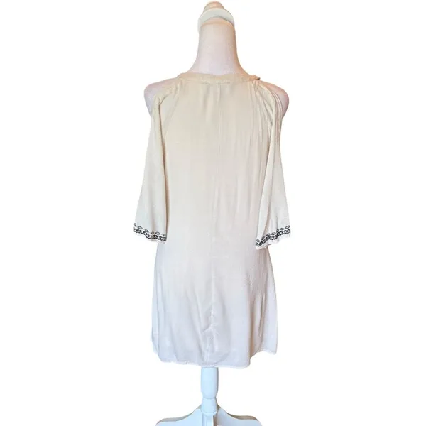 Lulus To the Sea Light Beige Embroidered Cold Shoulder Dress Womens Size Medium - Image 4