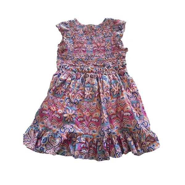 Anthropologie Peregrine Mini Dress Medium Petite Pink Blue Floral Paisley Ruffle - Image 8