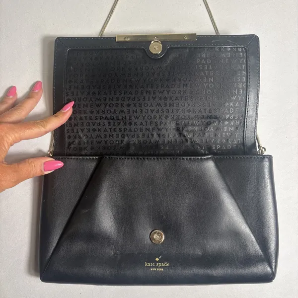 Kate Spade Black Leather Hanley Camden Way Shoulder Bag Gold Strap Purse‎ READ - Image 3