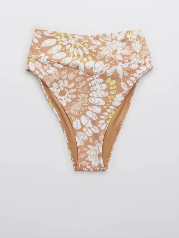 Aerie Scoop tie bikini top and Crossover High Cut Cheeky Bikini Bottom L sands - Image 7