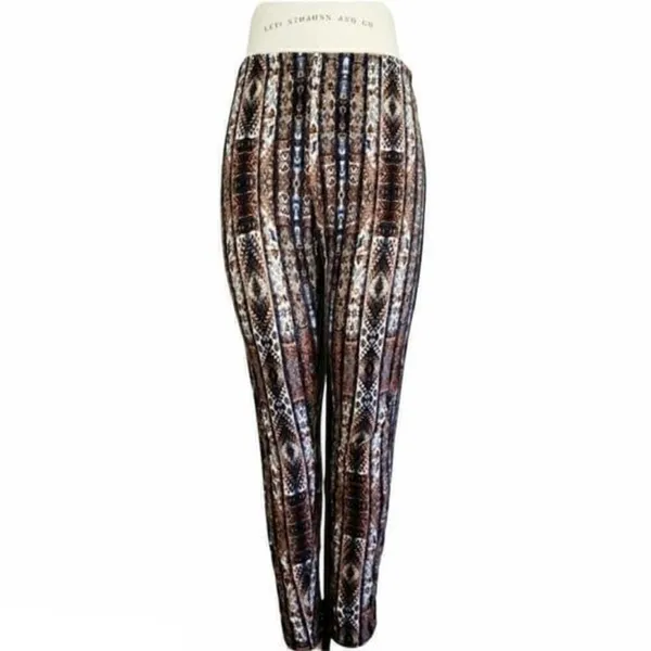 No Comment Leggings XL Brown Tribal Aztec Vertical Stripe Stretch Boho Casual - Image 3