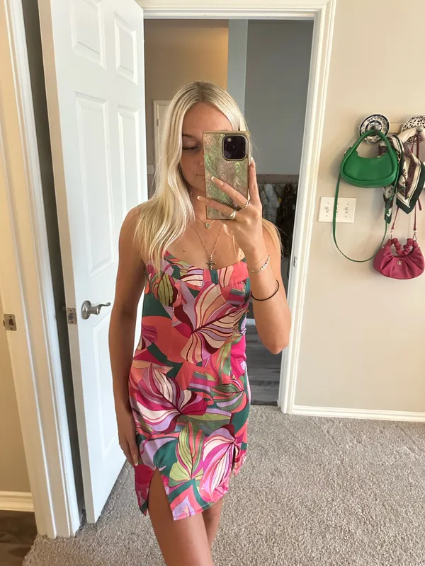 Sky to Moon Floral Silk Mini Dress - Image 4