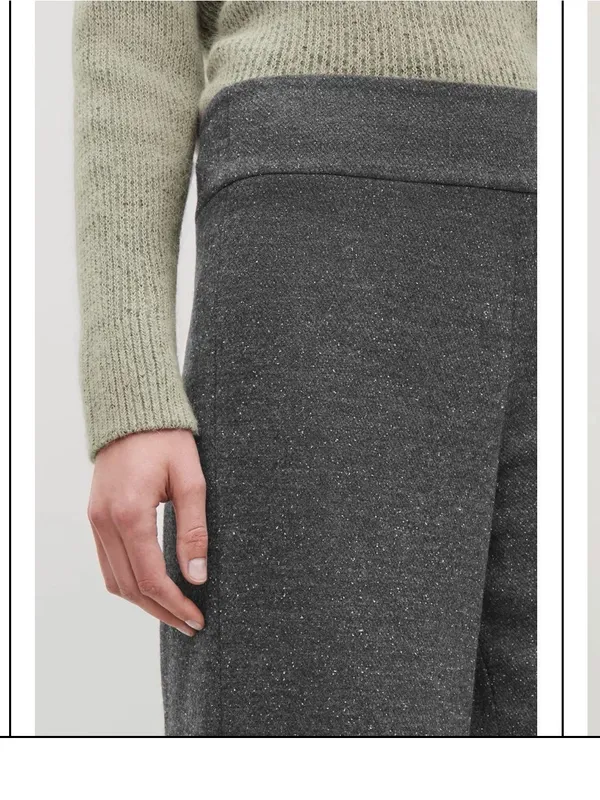 COS Charcoal Grey Wide-Leg Trousers size small wool blend - Image 4