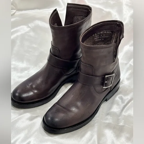 Frye Natalie Engineer Short Boots Size 6 Brown Leather Western Festival Boho - Image 5