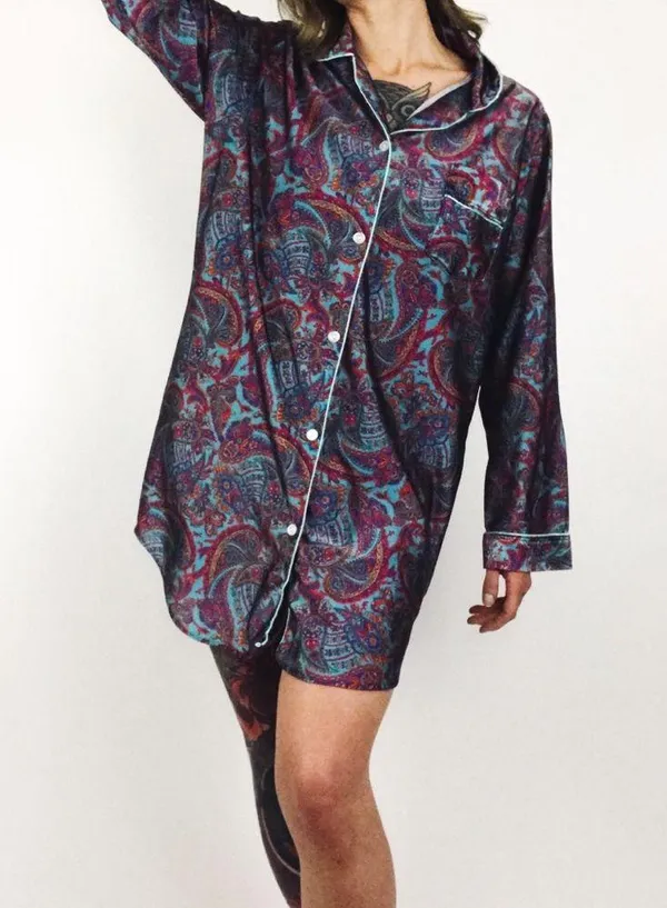 Vintage Paisley Motif Nightshirt | Size M - Image 3