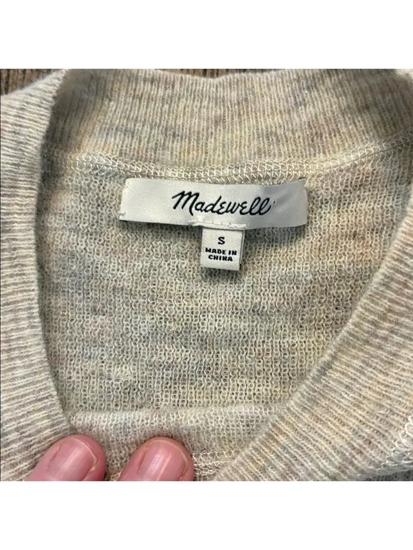 Madewell Ribbed Alpaca-Blend Crewneck Sweater‎ Heather Stone Small - Image 6