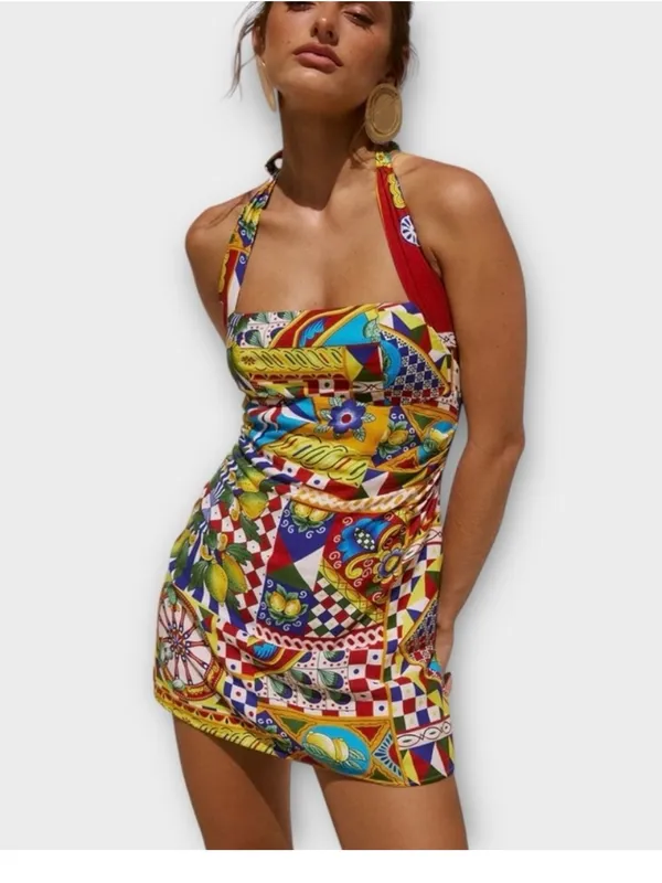 $145 NWOT Revolve X Seven Wonders AERA MINI DRESS - PHAEDRA PRINT L - Image 3