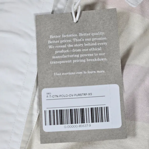 Everlane The Retro Organic Cotton Oversized Rugby Polo Shirt Purple‎ Stripe XS - Image 4