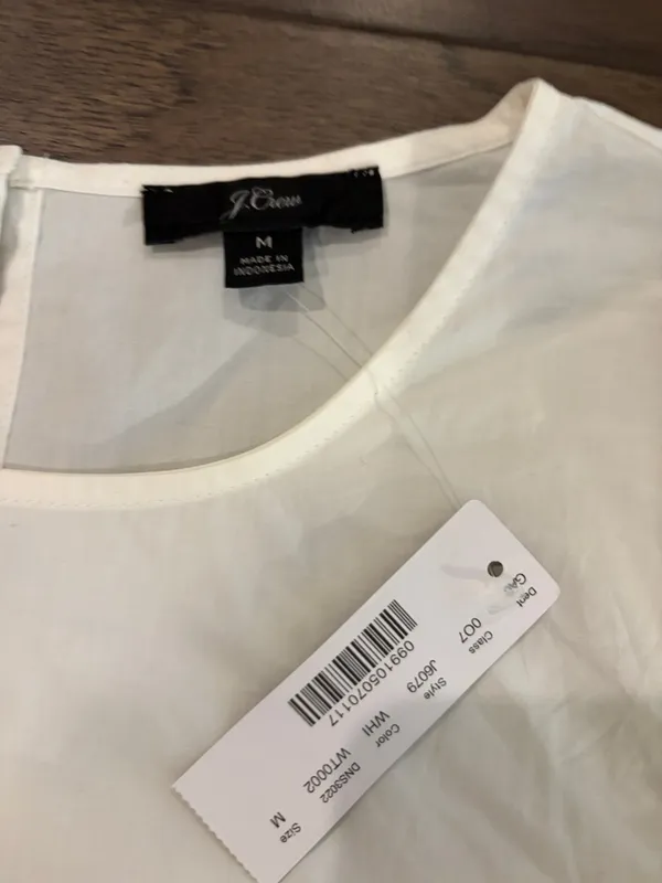 New With Tags JCrew White Poplin Top Sz M - Image 5