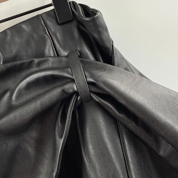 Choosy Skirt SZ Extra Large NWT Black Faux Leather Wrap Midi Bow Tie Waist Vegan - Image 12