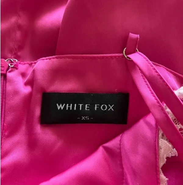 xs pink lace satin white fox dress - Image 3