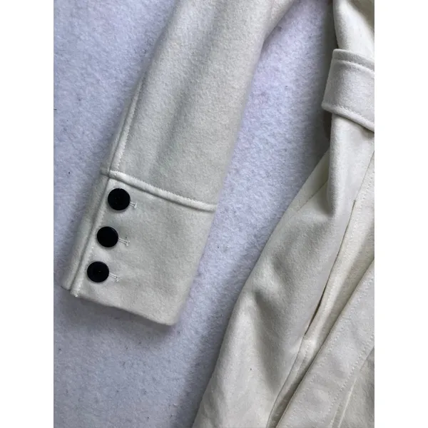 Guess Wool Blend Peacoat Womens Small Cream Double Breasted‎ Belted - Image 5