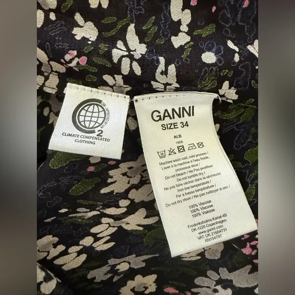 Ganni‎ Georgette Sleeveless Floral Blouse FR Size 34 - Image 5