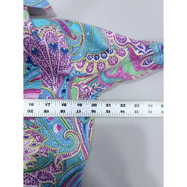 Lauren Ralph Lauren Paisley Shirt Dress 100%‎ Cotton XS/XP Turquoise Pink Tunic - Image 9