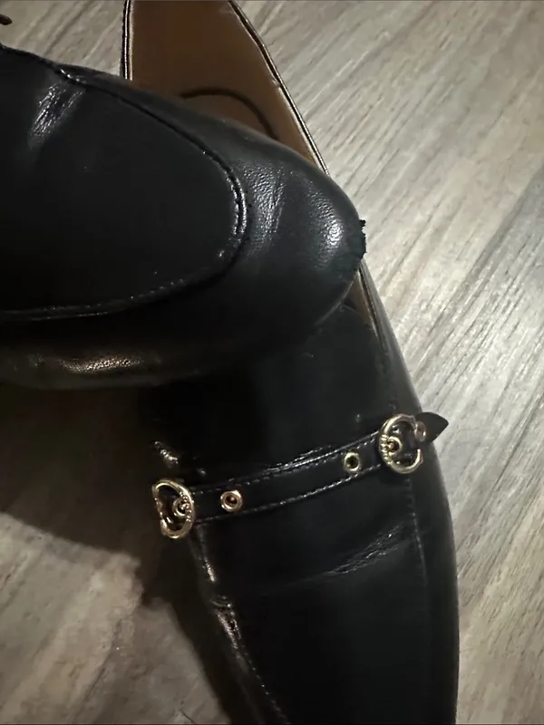 Coach Isabel Black Leather Loafers Pointed Toe Slip On Flats. - Image 10