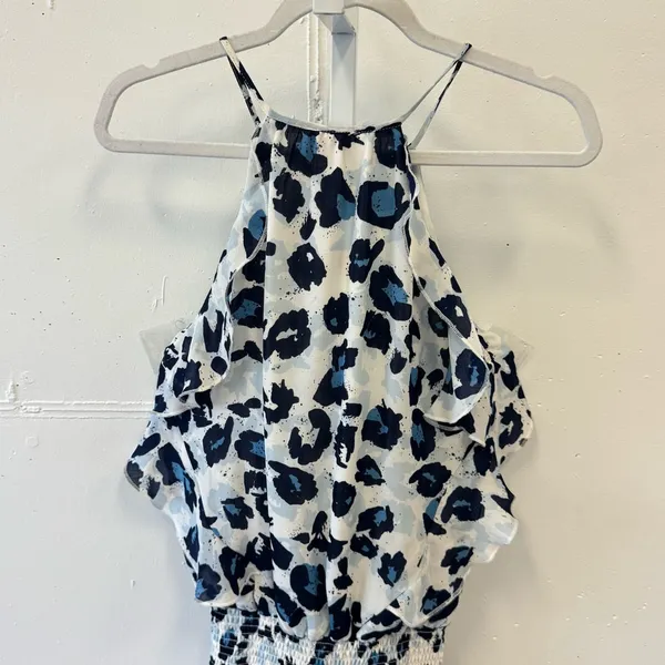 NWT Parker Abstract Animal Print Lightweight‎ Sleeveless Mini Dress Medium Blue - Image 6