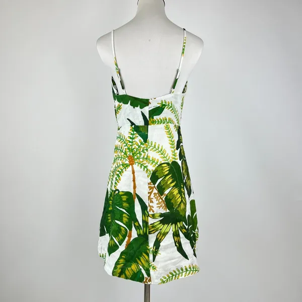 NWOT Farm Rio Linen Tropical Forest Off-White Mini Dress Size XS - Image 8