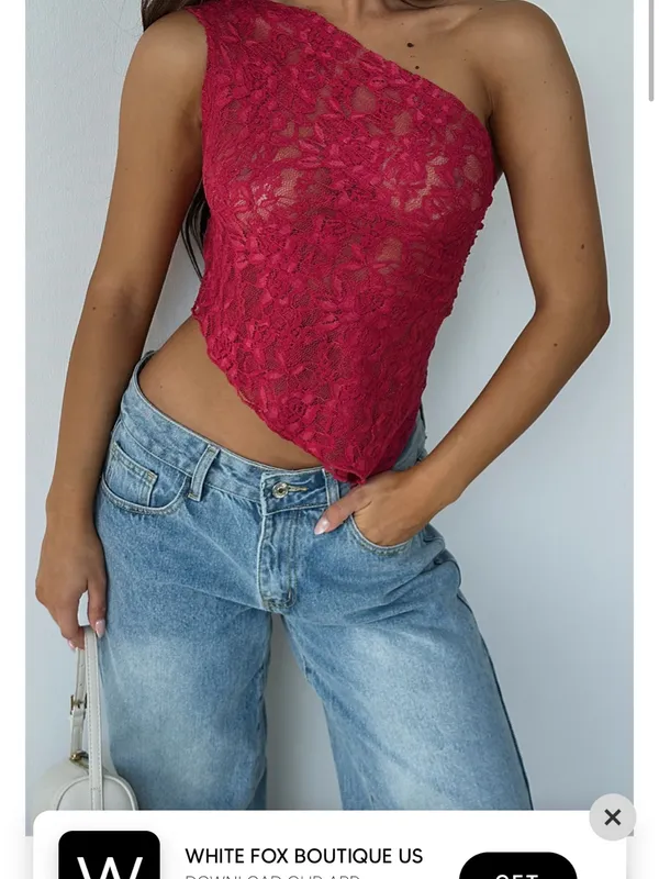 NWT white fox it’s a love story lace top in berry OS - Image 5