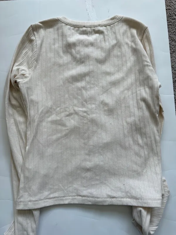 Madewell Flare Sleeve Ribbed Top Cream - Image 3