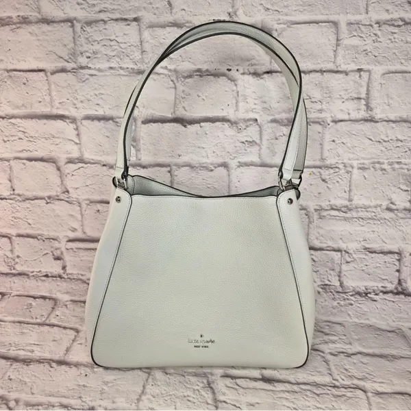 Kate Spade Leila Triple Medium Compartment Leather Shoulder Purse Lime Sherbert - Image 3
