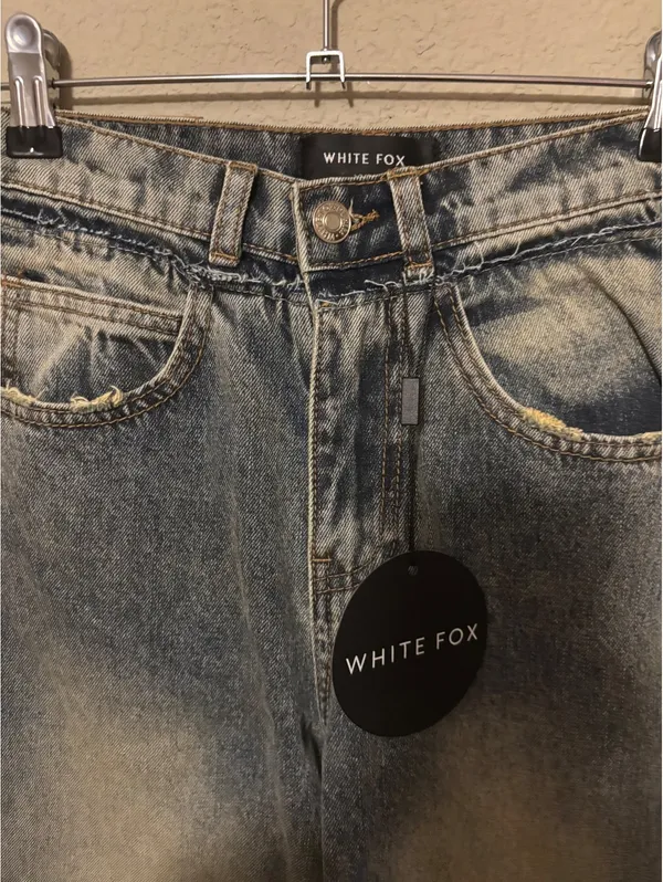 White Fox XXS Wide Leg High Waist Jeans - Image 2