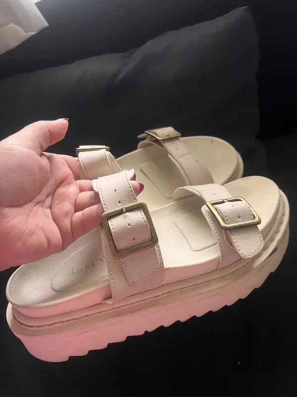 Ava & Ever White cream coastal summer buckle platform sandals city style boho - Image 6