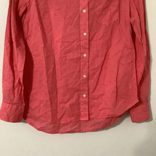 Gap Coral Polka Dot Lightweight Casual School Boyfriend‎ Fit Button Down Shirt S - Image 4