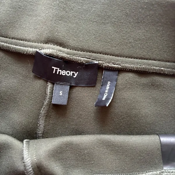 Theory Women's Ponte Knit Pants‎ Olive Green Pull-On Slim Leg Stretch Size S - Image 4