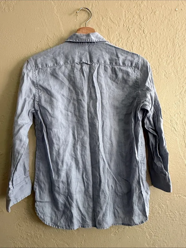 WOMEN'S jean button down shirt medium Blue - Image 3