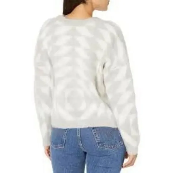 Obey grey & white v-neck triangle patterned cardigan sweater Small academia #749 - Image 2
