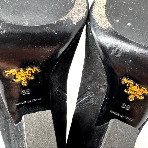 PRADA black suede ankle boots, made in Italy, size 39 - Image 13