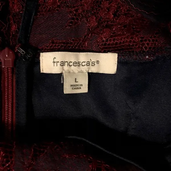 Francesca’s Blue Red Floral Lace Women’s Sleeveless Dress Size Large - Image 14