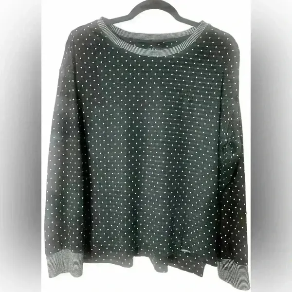Lauren Ralph Lauren Black‎ Long Sleeved Sweater White Polka Dots Large Classic - Image 2