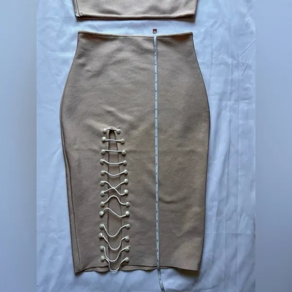 Boutique Blush Pink Ribbed Pearl Co Ord Set Large - Image 13