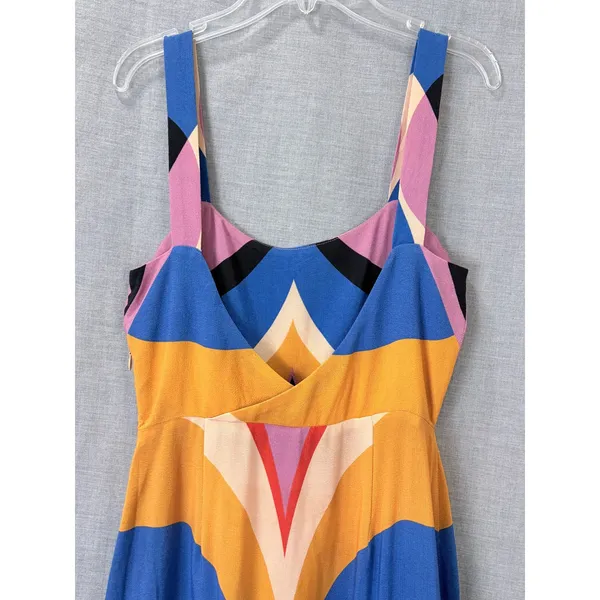 Farm Rio Graphic Heart Slip Midi Dress Colorblock‎ Multicolor XS - Image 4