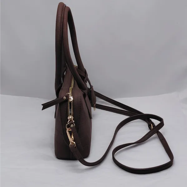 Womens Satchel Shoulder Bag Brown Croc Embossed Crossbody Handbag Work Everyday - Image 6