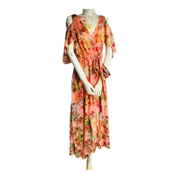 Source Unknown Floral Pink Maxi Dress - Image 3