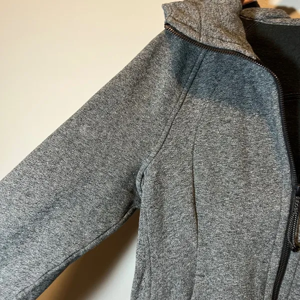 Lululemon Scuba Hoodie Full Zip Heathered Grey Fleece Sweatshirt Women's 8 - Image 4