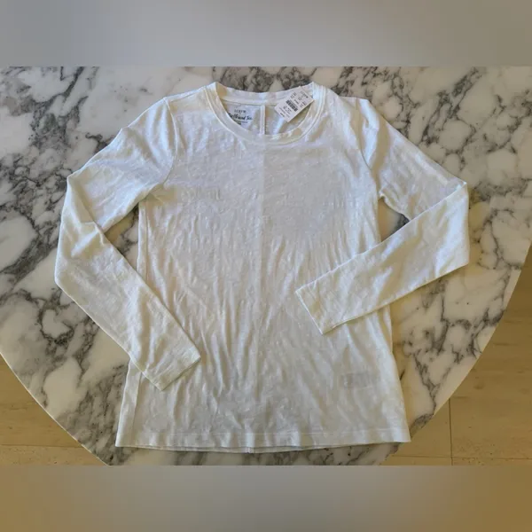 NWT J. Crew Women Green Girlfriend Crewneck Long Sleeve Cotton Shirt XS Sold Out - Image 4