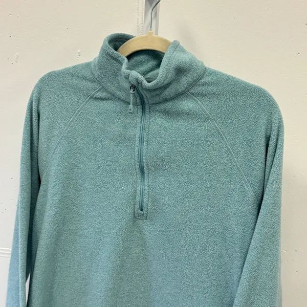 Eddie Bauer‎ Women's Quarter Zip Fleece Pullover Aqua Blue Medium Raglan Sleeve - Image 3