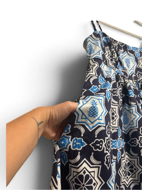 Hutch Bandeau Pineapple Smocked Romper XS Blue Black Summer Mini Dress - Image 6