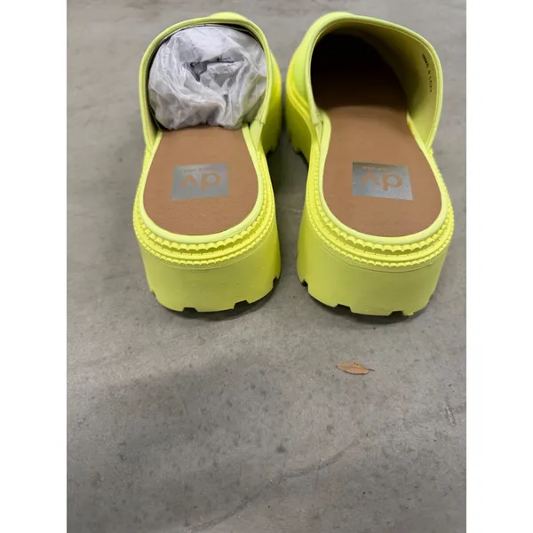 DV Dolce Vita Lexy Neon Yellow Platform Lug Sole Mules Womens Size 9 - Image 6