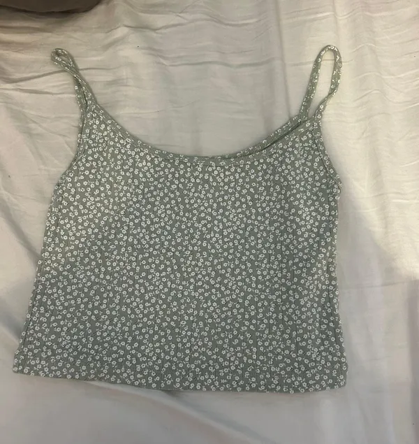 Brandy Melville Green Floral Tank Top - Image 2