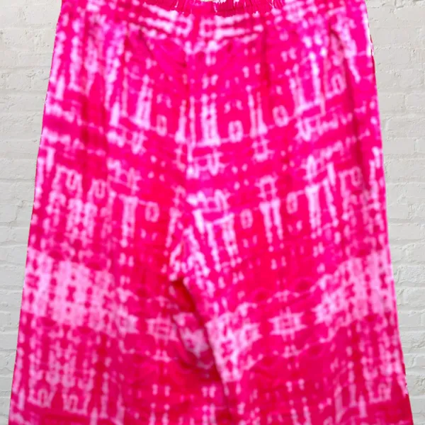 Amanda Uprichard Pink Silk Tie-Dye Wide Leg Pants M Like New - Image 8