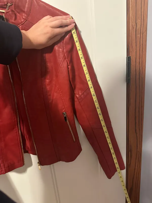 Red Faux Leather Jacket XS Extra Small - Image 6