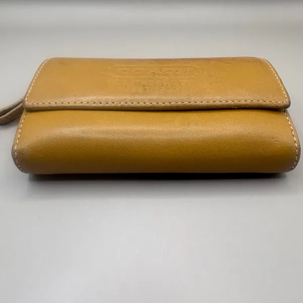 VTG Coach Leatherware Wallet Cardholder‎ Tan Zip Trifold Carabiner Y2K - Image 5