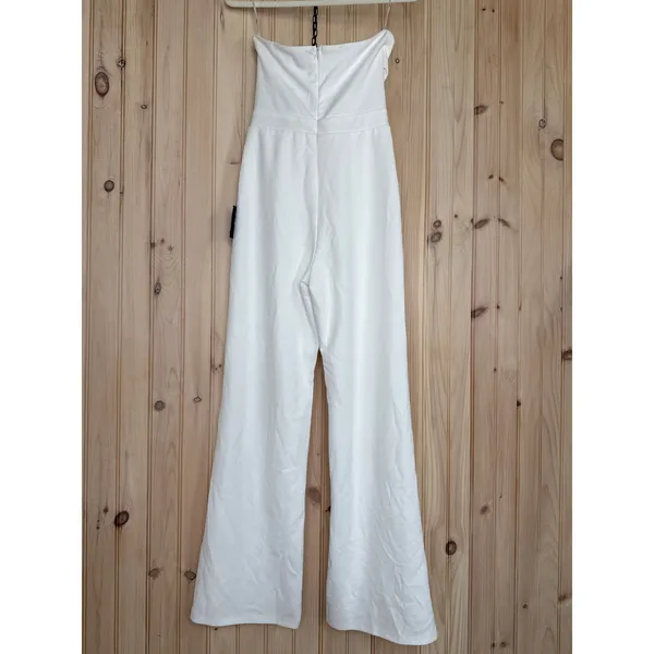 NWT Lulus Surely Stunning Ivory Strapless Bustier Jumpsuit Cut Out Elegant Sz XS - Image 6