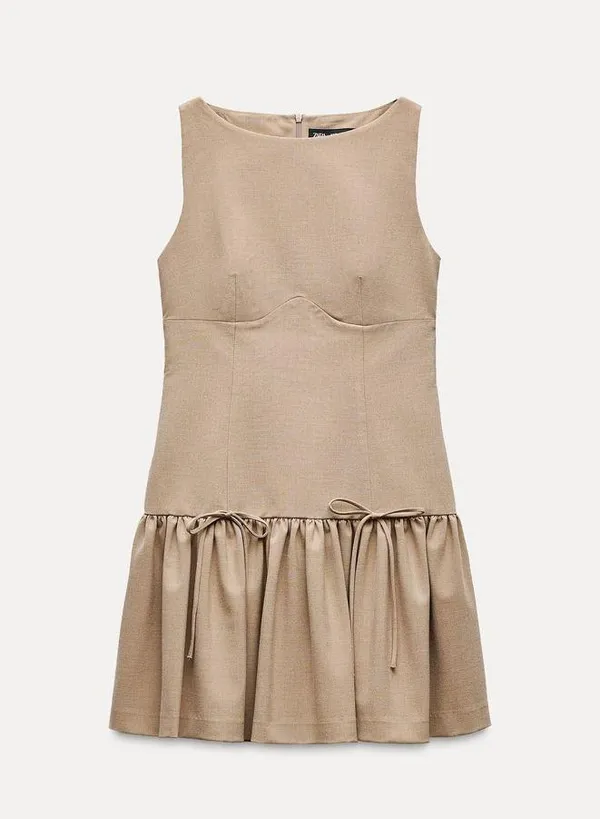 Zara dress mini sleeveless pleated skirt bodycon casual bow corset inspired - Image 13